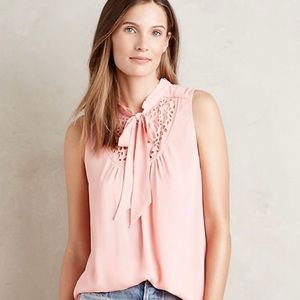 Anthropologie Maeve Sleeveless Pink Cutout Blouse